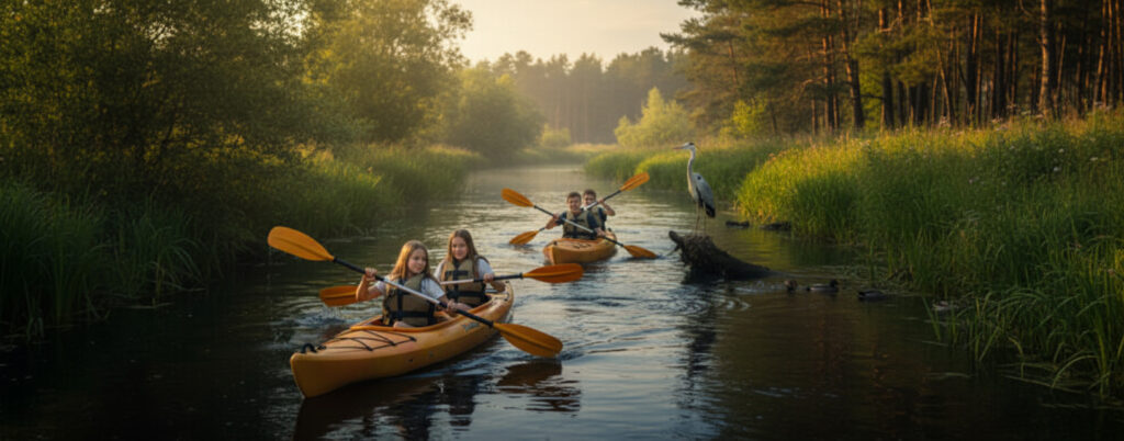 Spływ kajakowy rzeką Rega, czyli jedna z najmocniejszych atrakcji obozu nad morzem Bałtyckim