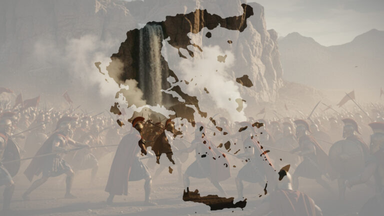 Grafika przedstawiająca bitwę pod Termopilami jako nawiązanie do historycznego znaczenia miejsca które odwiedzamy podczas obozu młodzieżowego z Erą Wyzwań